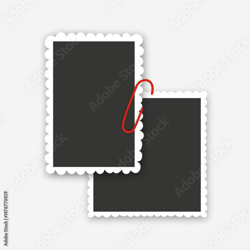 Empty photo picture frames Photos Held Together by Paperclips