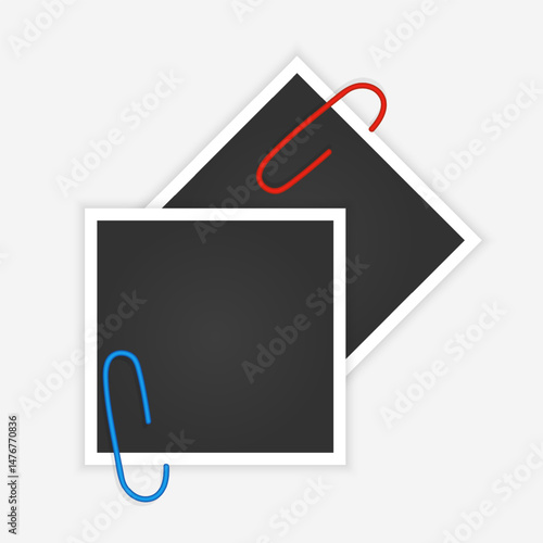 Empty photo picture frames Photos Held Together by Paperclips