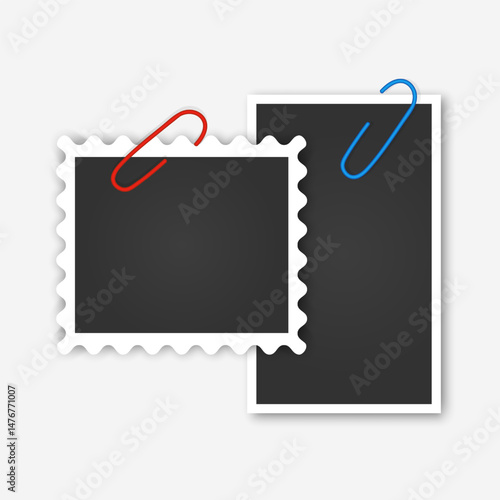 Empty photo picture frames Photos Held Together by Paperclips