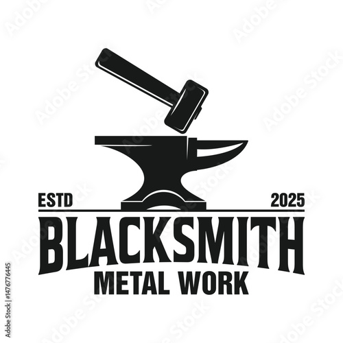 blacksmith logo design template vector illustration.