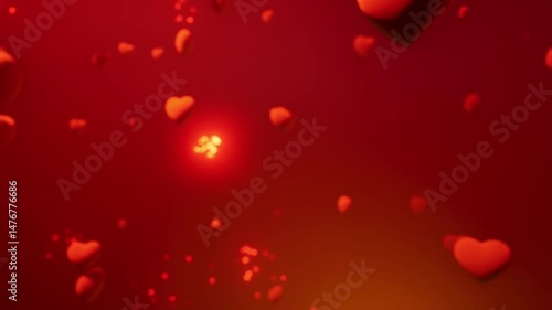 Wallpaper Mural Hearts turn into golden sparkles. Red background of love. Torontodigital.ca