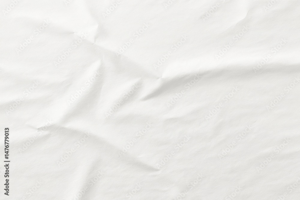 Fototapeta premium crumpled white paper texture, glued poster pattern with wrinkles for mockup, abstract background
