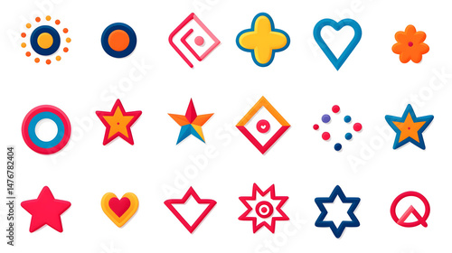 Modern geometric shapes collection with square, circle, oval, triangle, hexagon for design projects