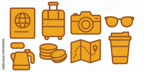 Vintage set of beer bottles in a suitcase with retro design and travel accessories