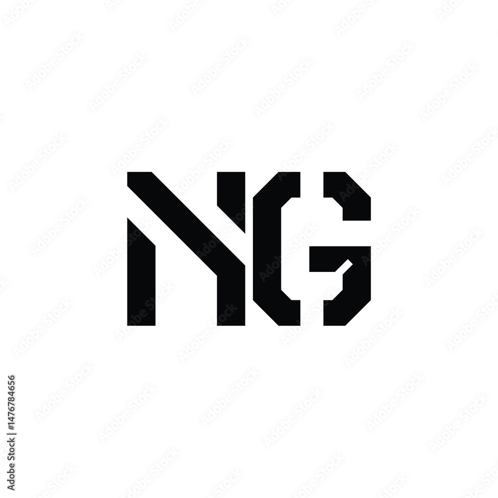 Obraz premium NG monogram logo design letter text name symbol monochrome logotype alphabet character simple logo