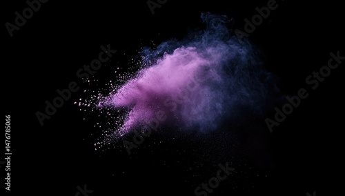 Pink and blue powder explosion on black background (1)