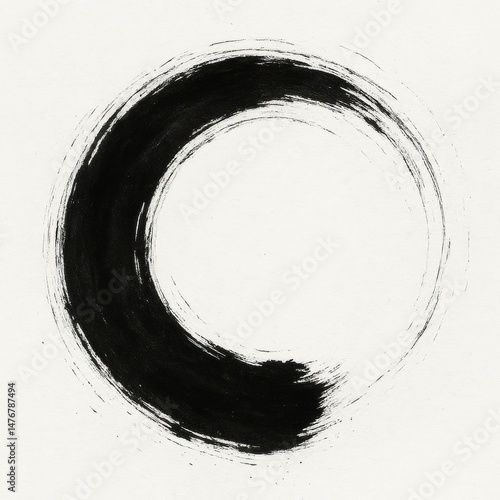 Abstract brush circle stroke on white background