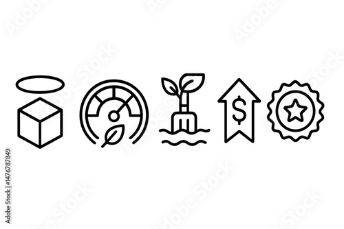 The finance-eco icons include a halo, dial, fork, arrow, and badge