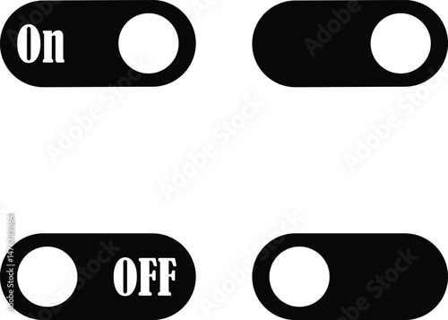 Power on or off button icon set. Turn on and turn off switch button. On and off toggle switch buttons. On and off vector with red and green color collection isolated on transparent background.