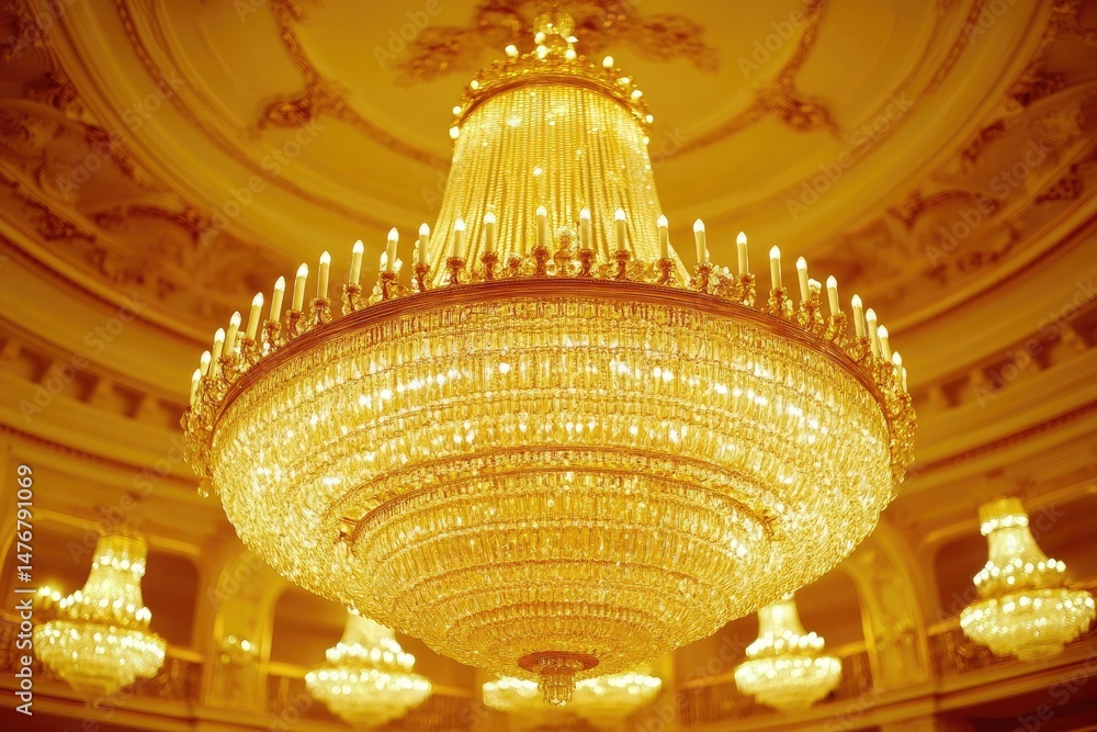 Obraz premium Grand chandelier, ornate ceiling