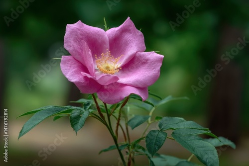 Delicate Pink Wild Rose: A Serene Botanical Study