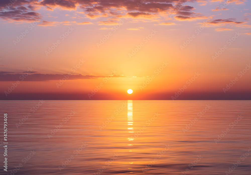 Naklejka premium Sunrise over calm ocean