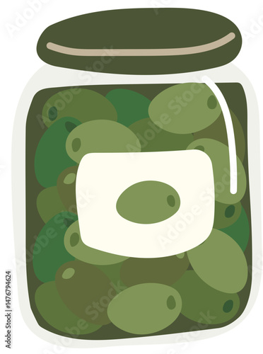 vector illustration of a jar of green olives