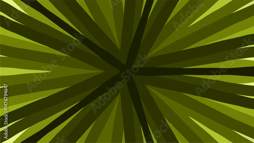 A background featuring organic, spiky green shapes like an abstract cactus.