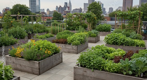 Urban rooftop garden planters