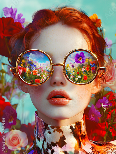 Glamorous woman in red with black sunglasses exudes summer mystery