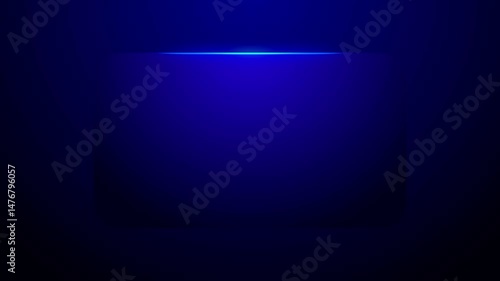 Blue frame border edge glowing neon light animation. Glowing dark blue abstract rectangular frame.