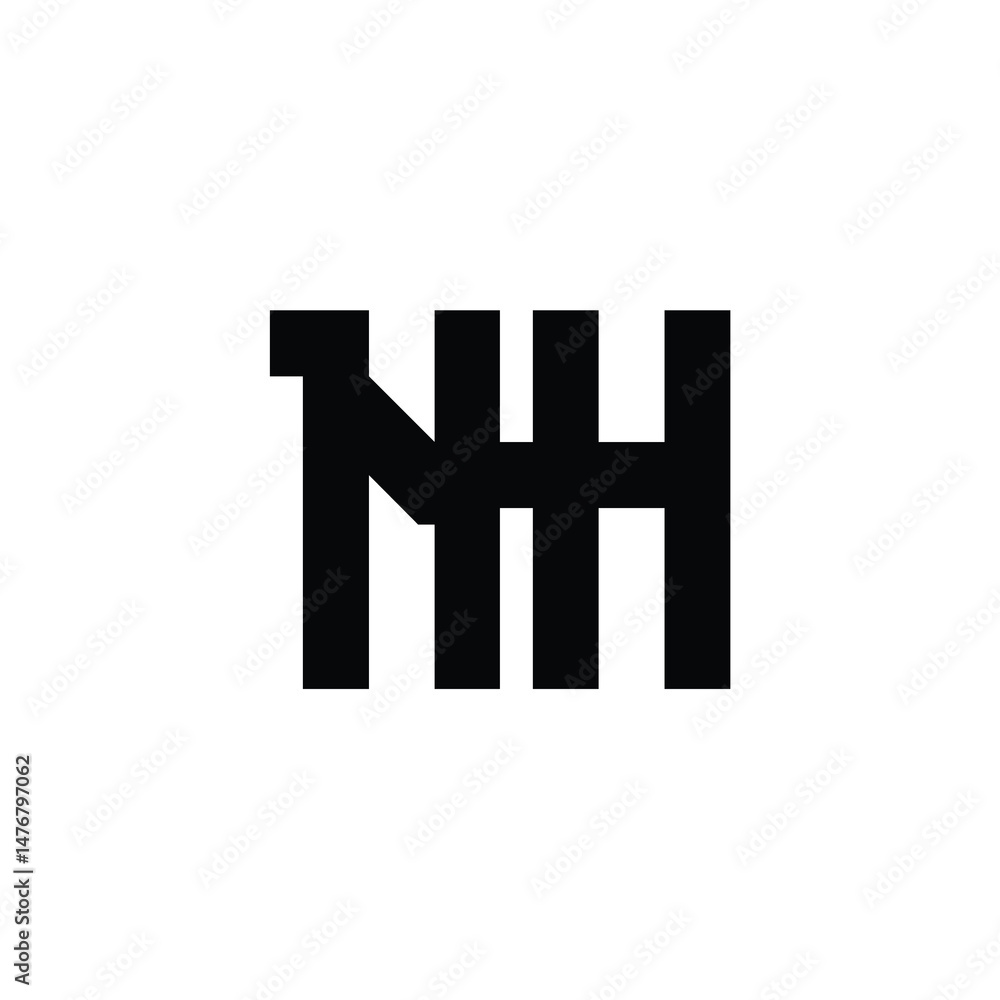 Obraz premium NH monogram logo design letter text name symbol monochrome logotype alphabet character simple logo