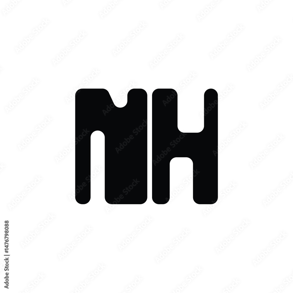 Obraz premium NH monogram logo design letter text name symbol monochrome logotype alphabet character simple logo
