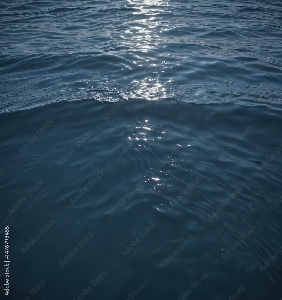 Naklejka premium Deep blue water, gentle ripple, glassy surface, peaceful scene, serenity, abstract, liquid
