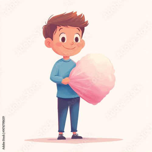boy holding bag of cotton candy