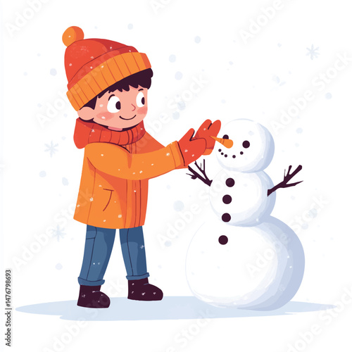 boy making a snowman
