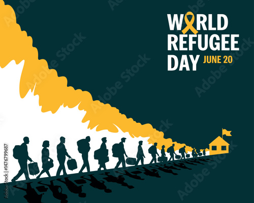 World Refugee Day design showing journey towards home and hope