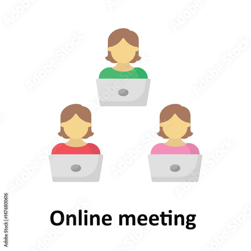 Online meeting Vector icon which can easily modify or edit