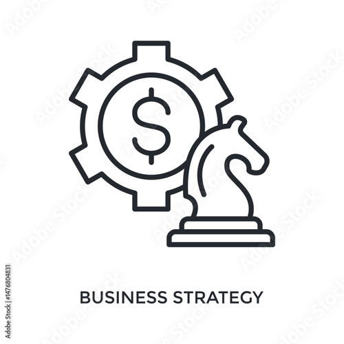 Business Strategy Icon Outline Style. Vector Illustration For Graphic Design