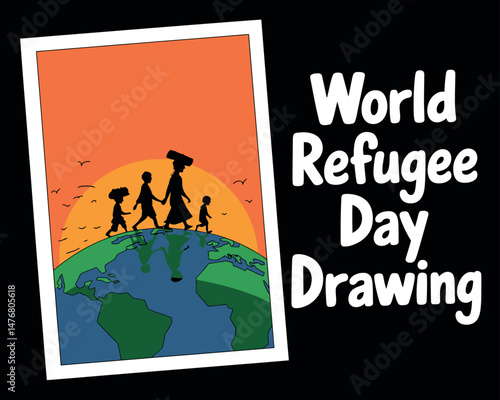 World Refugee Day drawing showing migration journey across the globe