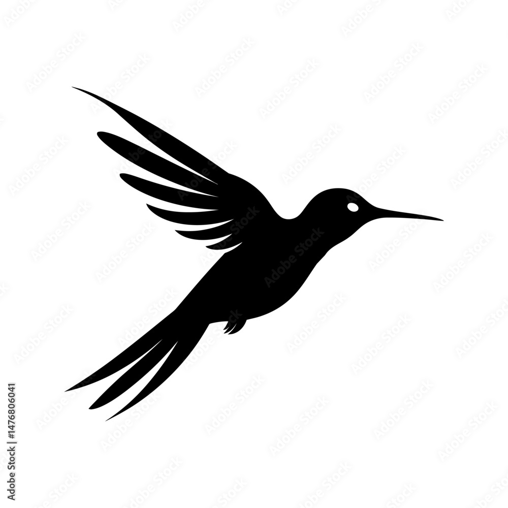 Obraz premium Flying Hummingbird Silhouette Design