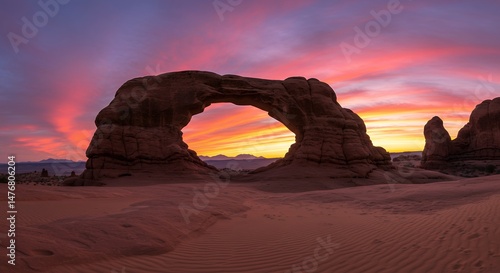 Archway at Sunset Landscape Scene