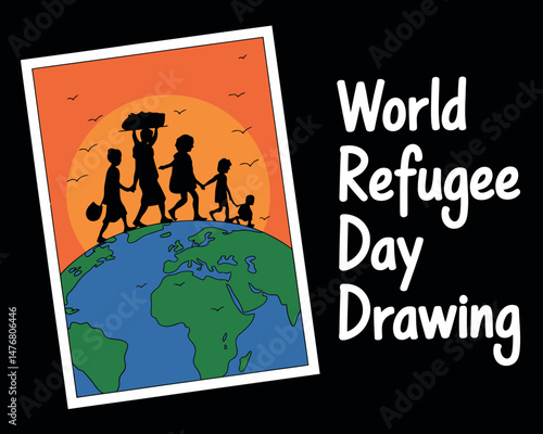 World Refugee Day drawing showing migration journey across the globe