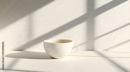 Wallpaper Mural Warm Drink in Cup with Shadow on Wall for Relaxing Morning Torontodigital.ca