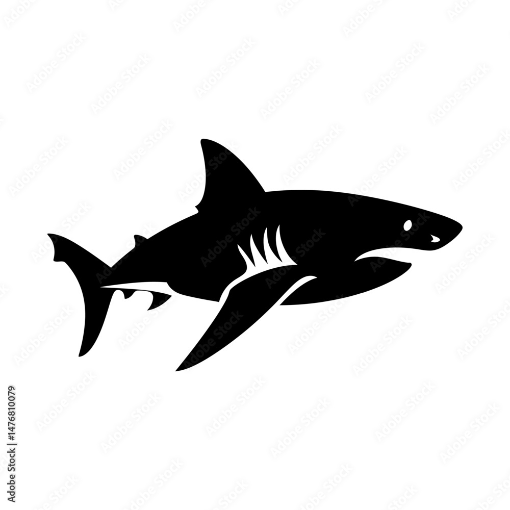 Fototapeta premium Shark Silhouette Clipart Vector