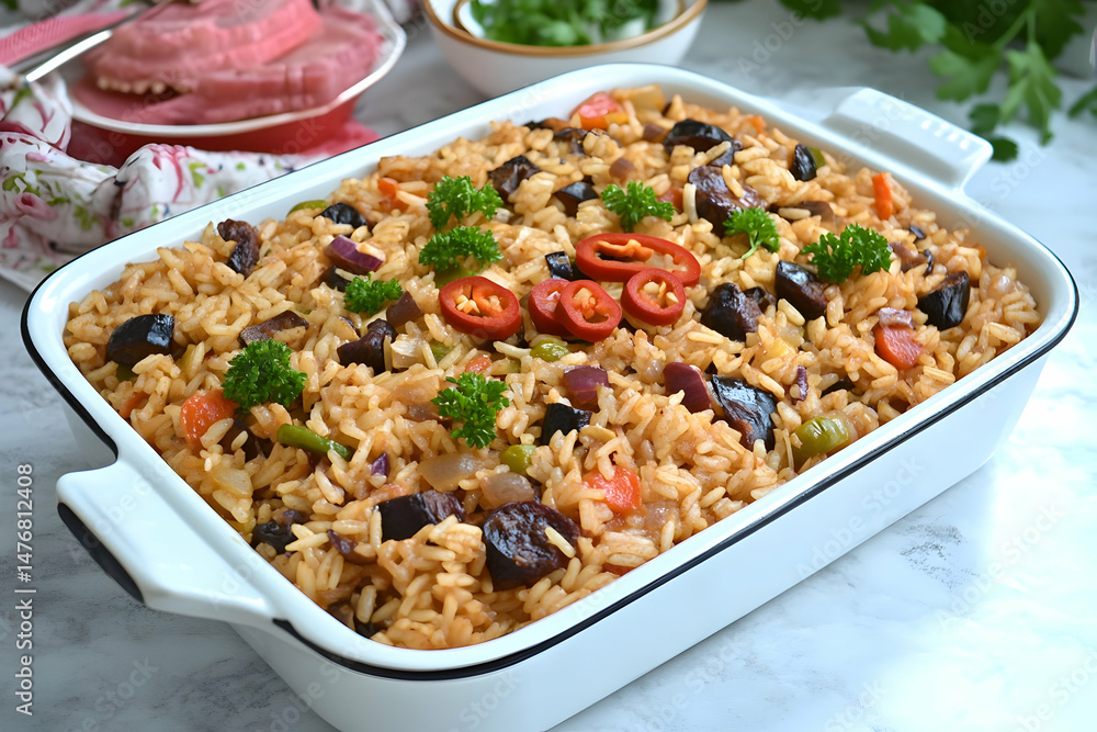 Savory Rice Casserole with Mushrooms and Vegetables Savory Rice Casserole with Mushrooms and Vegetables