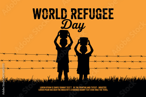 World Refugee Day graphic depicting a difficult journey with barbed wire