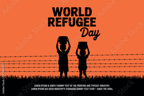 World Refugee Day graphic depicting a difficult journey with barbed wire