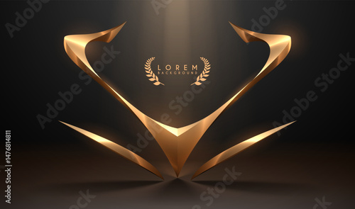 Elegant golden design element with light effect