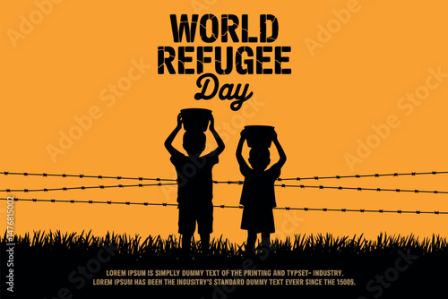 World Refugee Day graphic depicting a difficult journey with barbed wire