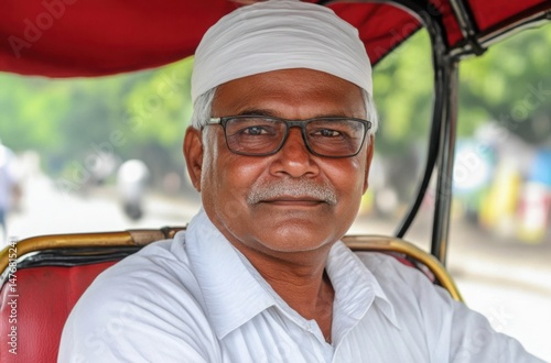 Authentic portrait of a mature Indian rickshaw puller