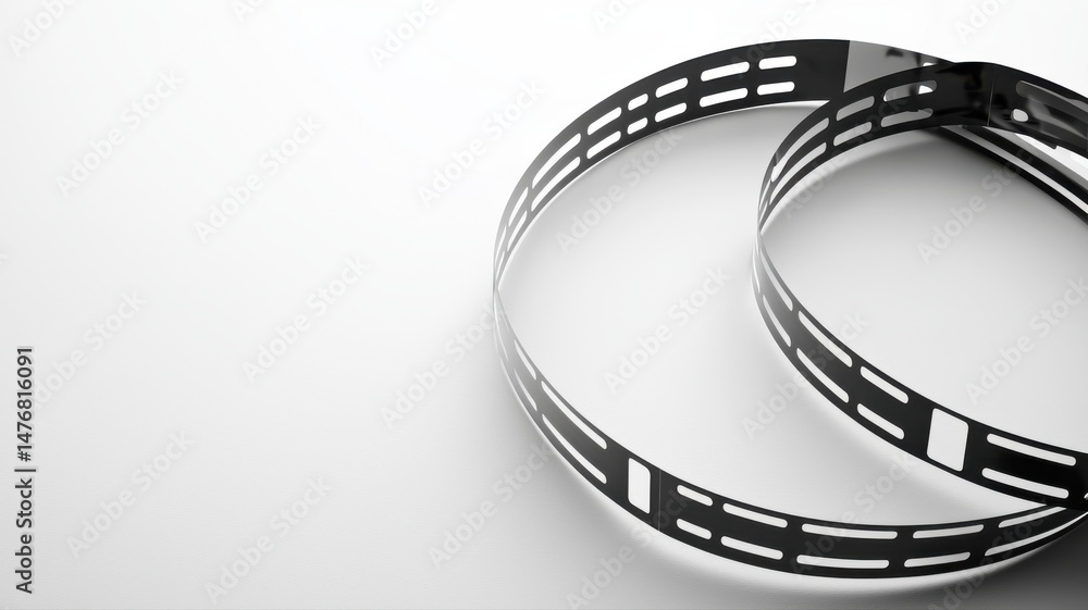 Fototapeta premium Abstract Film Strip or Data Tape Loop on White Background data abstract background loop white cinema