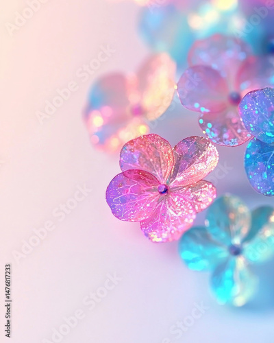 Glittering floral designs in vibrant colors create dreamy effect