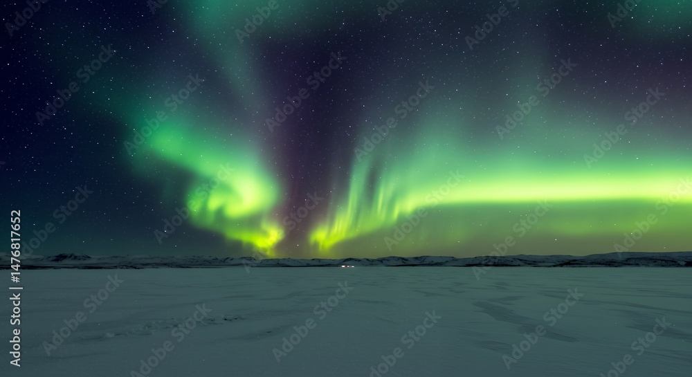 Aurora Borealis Over Frozen Landscape Aurora Borealis Over Frozen Landscape