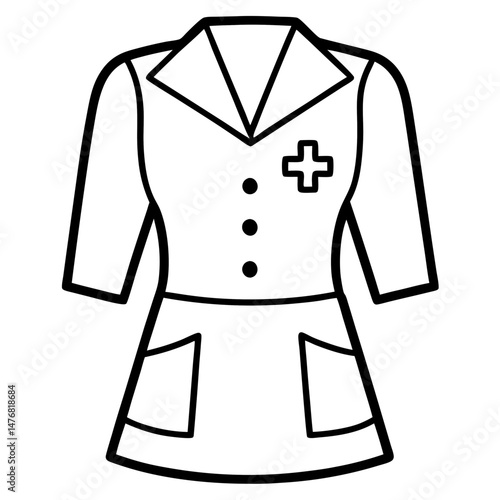 Nurse Uniform Silhouette Vector – Black on White