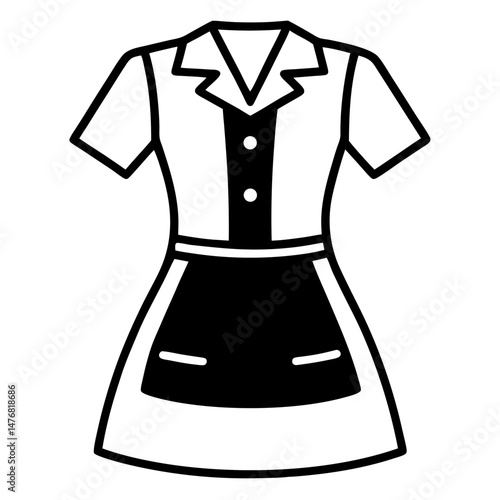 Nurse Uniform Silhouette Vector – Black on White