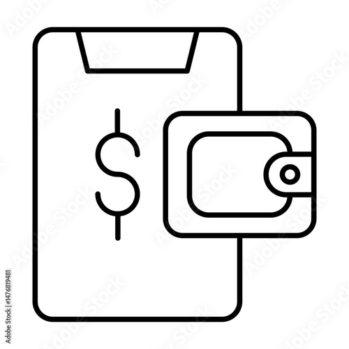 Ewallet Vector Line Icon Design