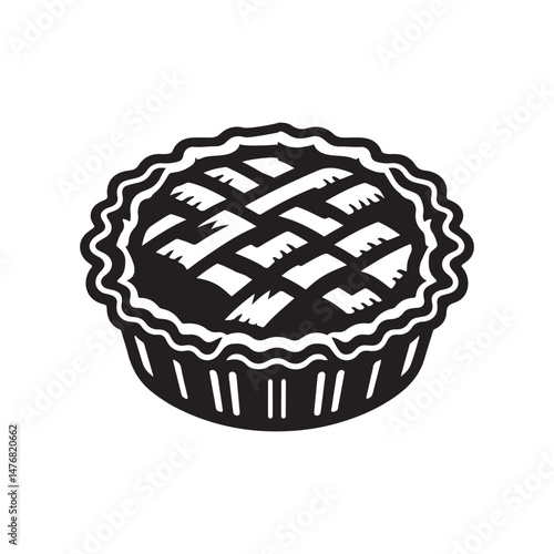 National Meat Pie Day Silhouette Vector Illustration, Solid White Background.
