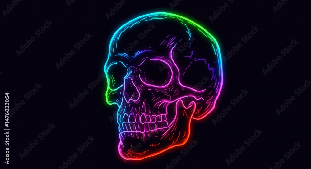 Neon skull profile Neon skull profile
