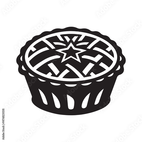 National Meat Pie Day Silhouette Vector Illustration, Solid White Background.